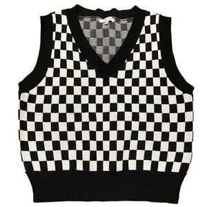 Love Tree Womens Checkered Sweater Vest sz Medium 0332